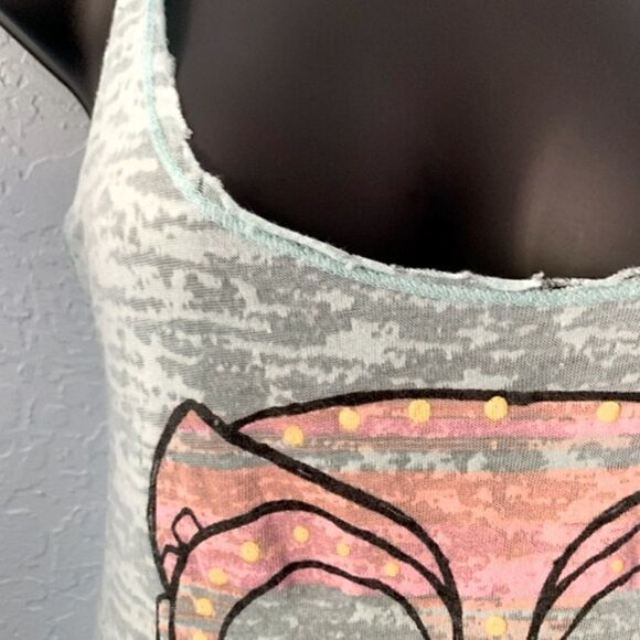 Rebellious One Blue graphic Owl Tank Top Size Small - Picture 2 of 8